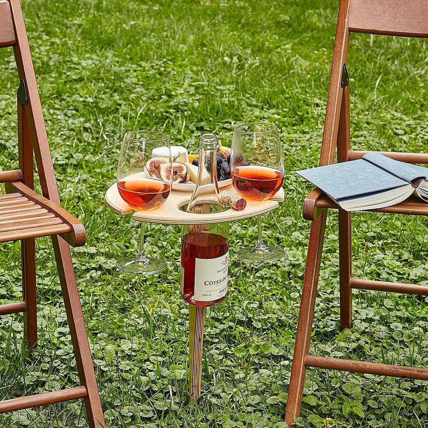 Outdoor Wooden Wine Picnic Table Folding Ground Table