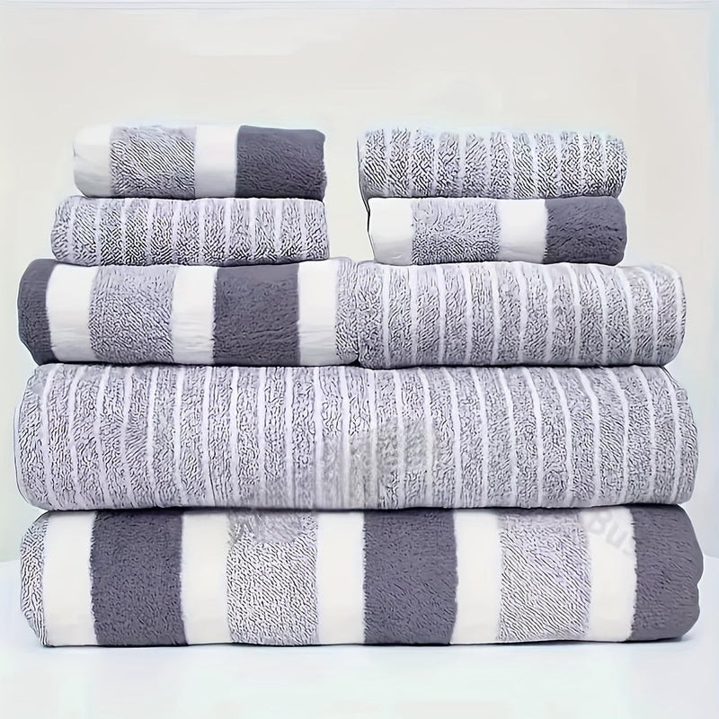VeluSoft – 8-Piece Bath Towel Set of Soft Coral Fleece