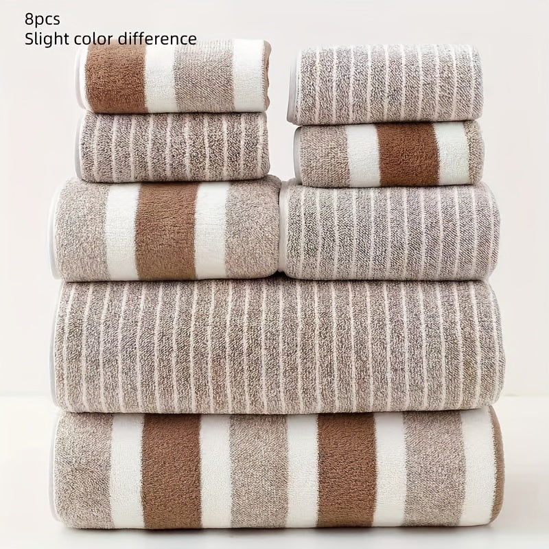 VeluSoft – 8-Piece Bath Towel Set of Soft Coral Fleece
