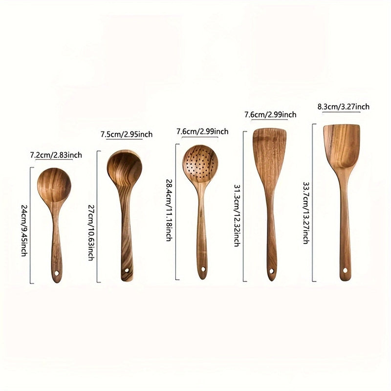 NordicChef Wooden Kitchen Utensil Set – 5-Piece Luxury Cookware