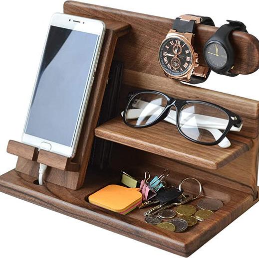 WoodDock Multifunktions-Ladestation für Telefone & Schreibtisch-Organizer