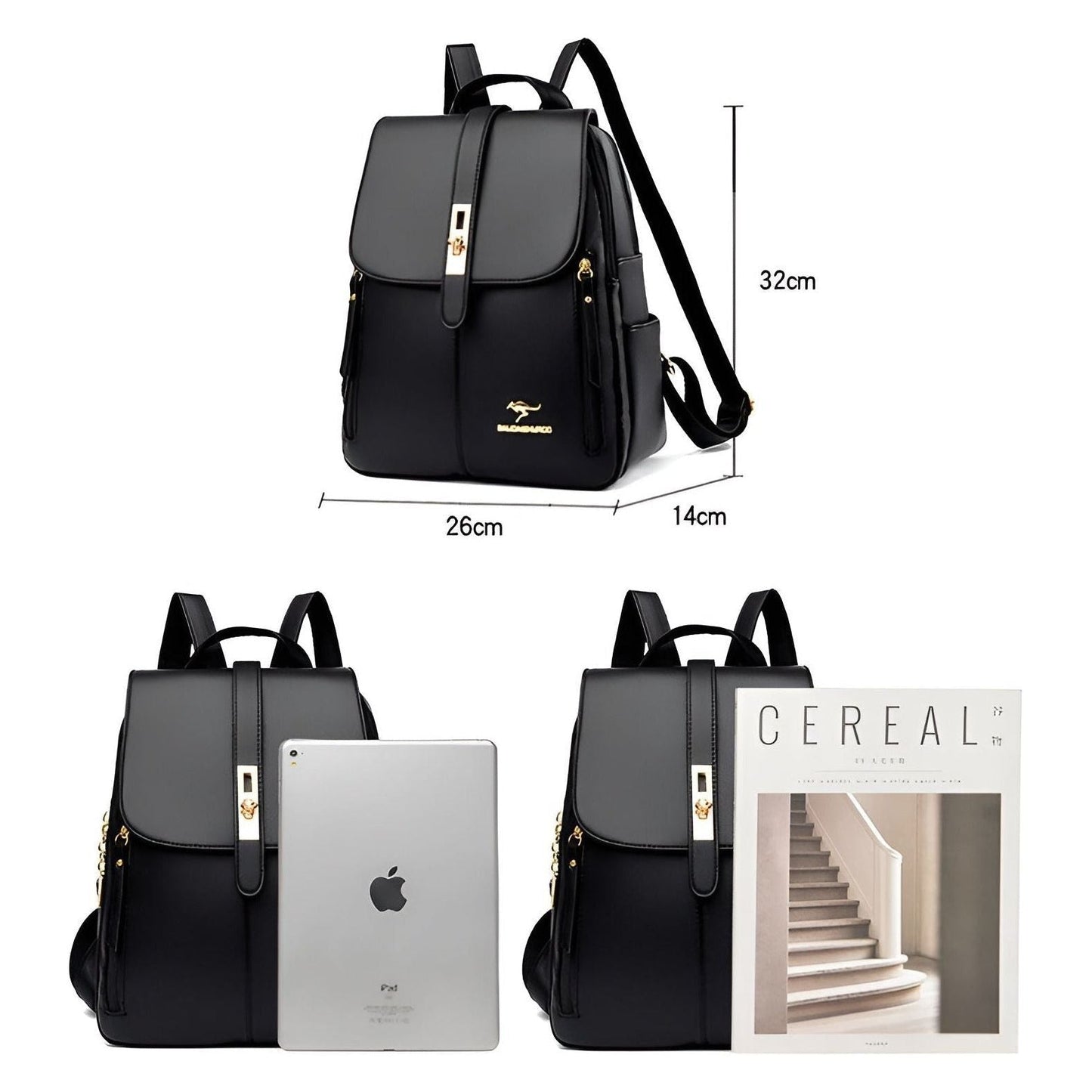 Elegant Women’s Waterproof PU Leather Backpack – Everyday & Office Bag