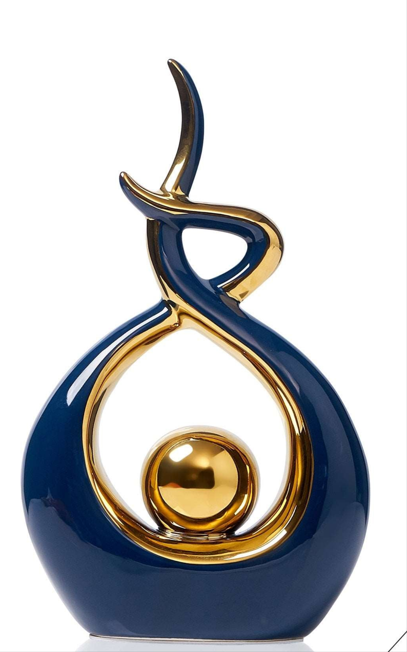 LuxeForm – Abstract Ceramic Sculpture with Gold Accents for Timeless Elegance