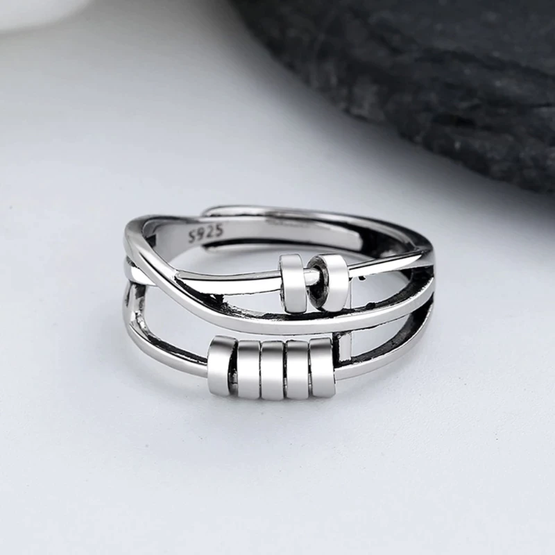 CalmSpin Adjustable Sterling Silver Spinner Ring