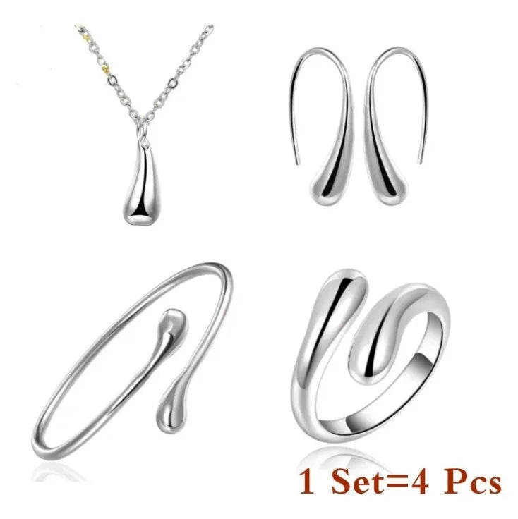 Water Drop 4-Piece Jewelry Set – S925 Sterling Silver