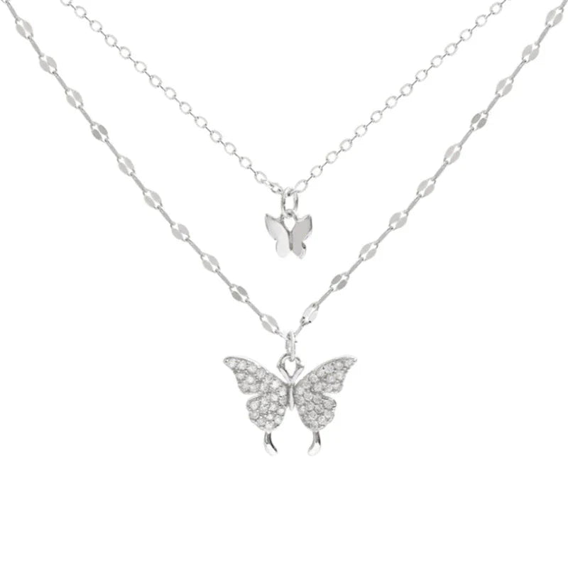 Butterfly Grace | Refined Silver Layered Necklace Set
