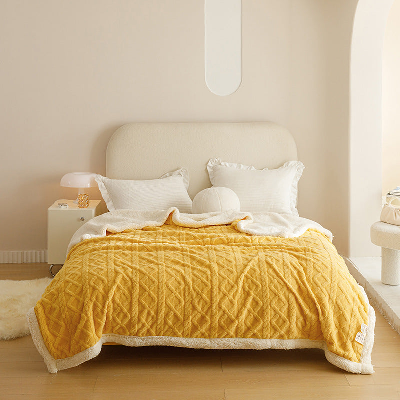 CozyReign – Reversible Sherpa Fleece Blanket with 3D Textured Design