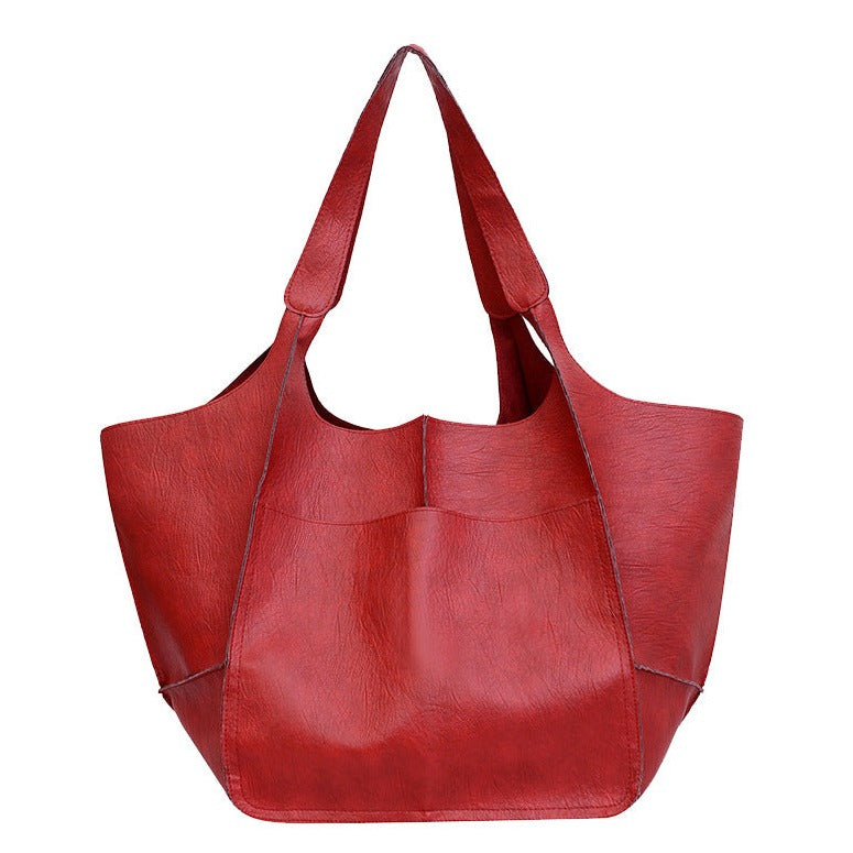 Vegan Leather Travel Tote Bag Spacious Everyday Shoulder Bag