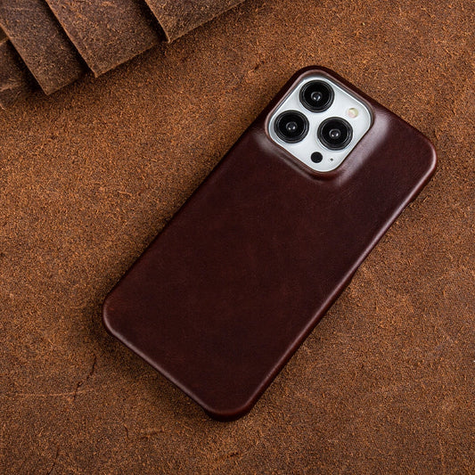 Oil Wax Genuine Leather Magnetic Phone Case for iPhone