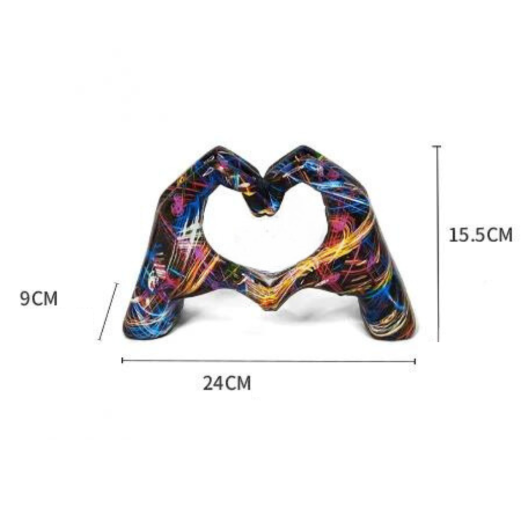 Abstrakte Hand-Herz-Skulptur als dekorative Figur