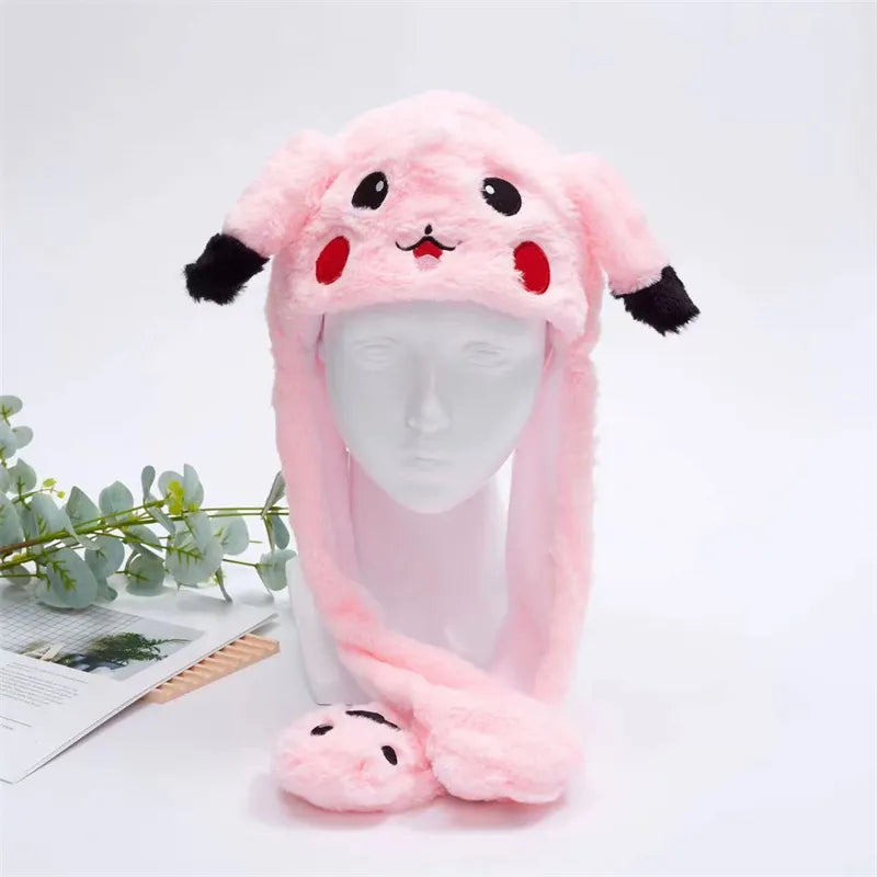 Plush Bunny Ear Hat with Moving Ears – Interactive Winter Hat
