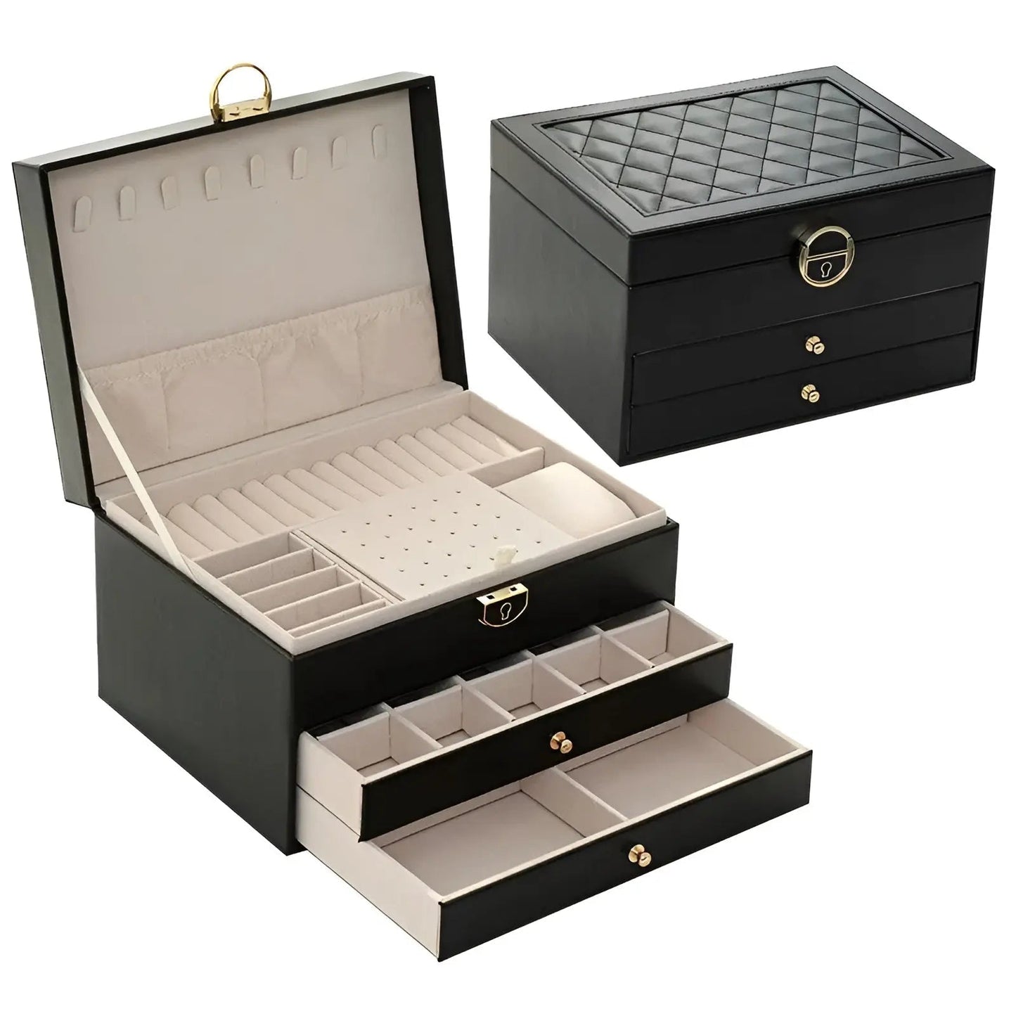 EleganceBox – Luxury Multi-Layer Jewelry Organizer