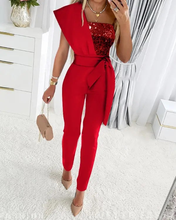 Aurielle One-Shoulder Sequin Jumpsuit for Women