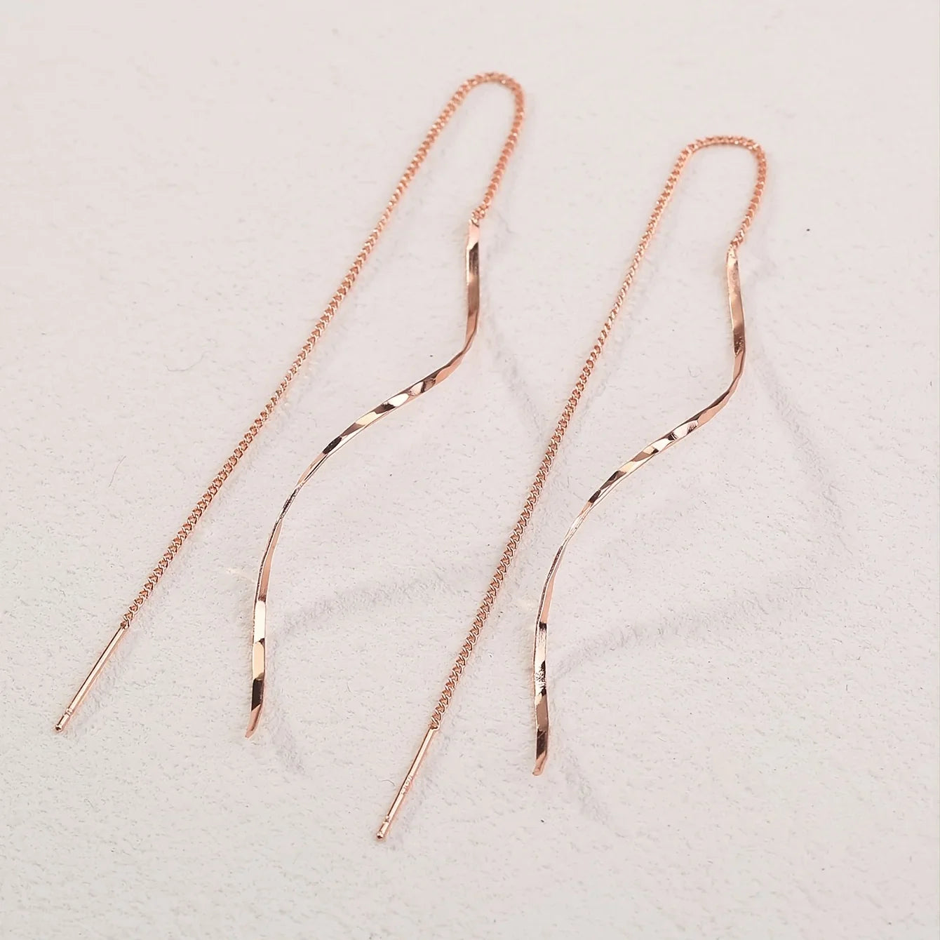 WaveLine Drop Earrings | Modern Wavy Tassel Design