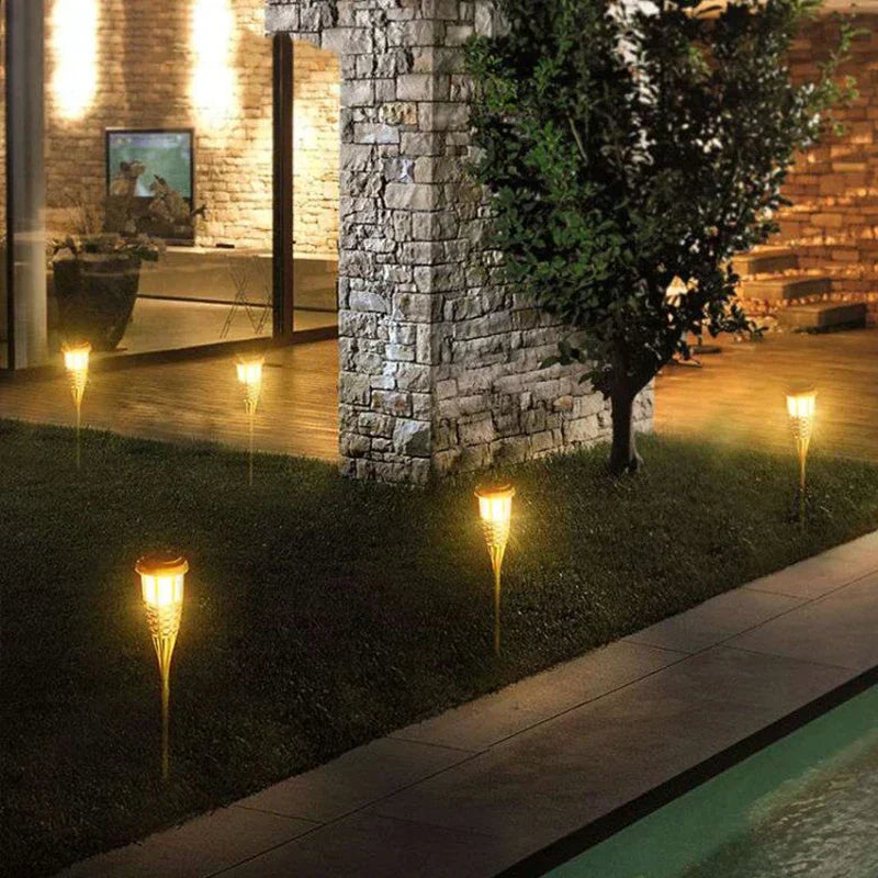 Solar LED Flame Torch Lights Outdoor Garden Pathway Set (5 Pack)