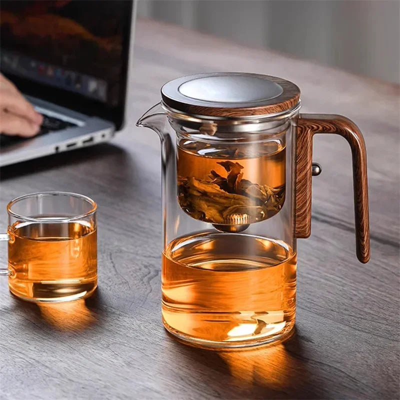 Auréa – Luxury Glass Teapot with Stainless Steel Infuser & Wooden Handle