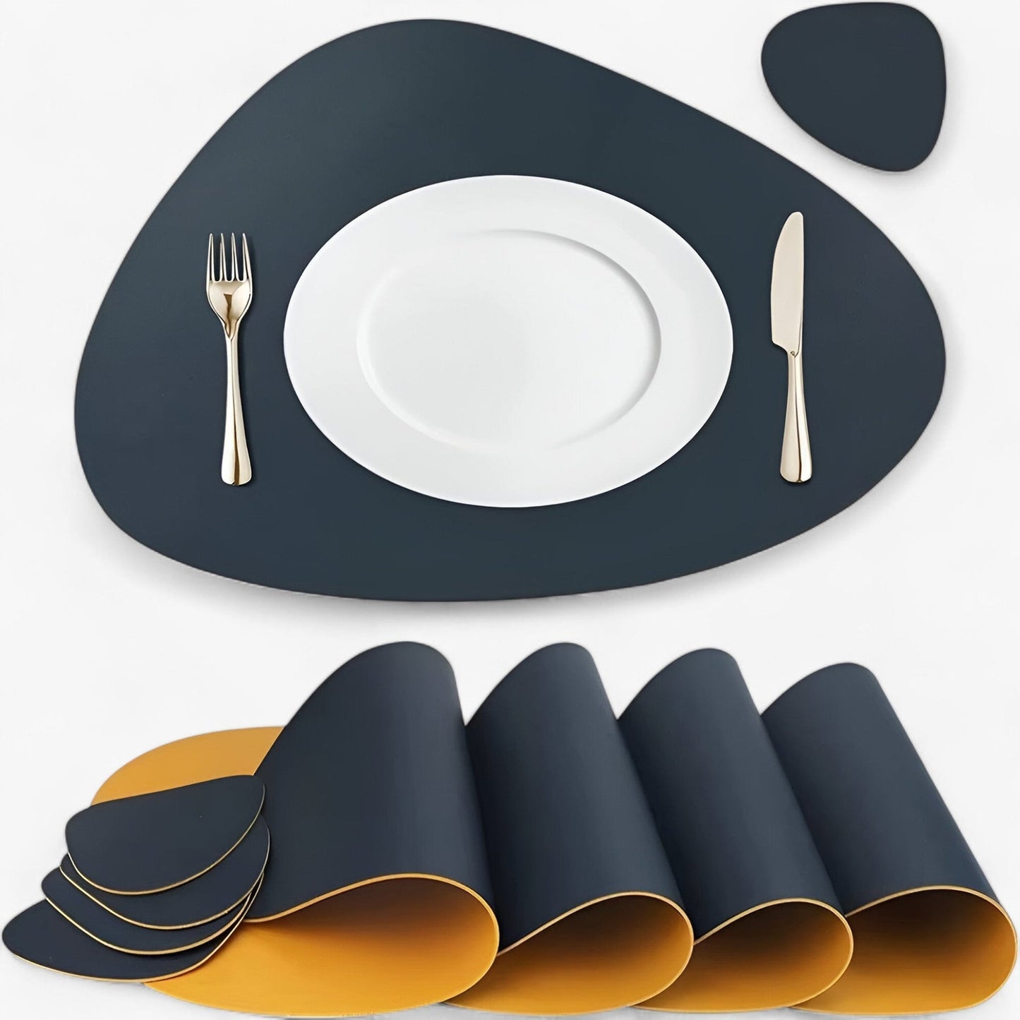 Reversible Waterproof Oval Pattern Table Placemat