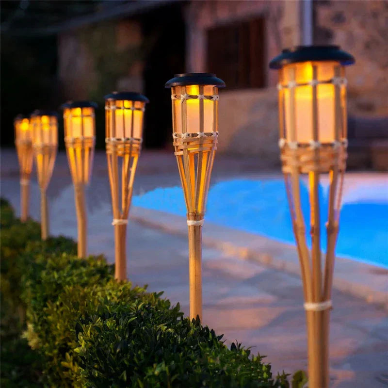Solar LED Flame Torch Lights Outdoor Garden Pathway Set (5 Pack)