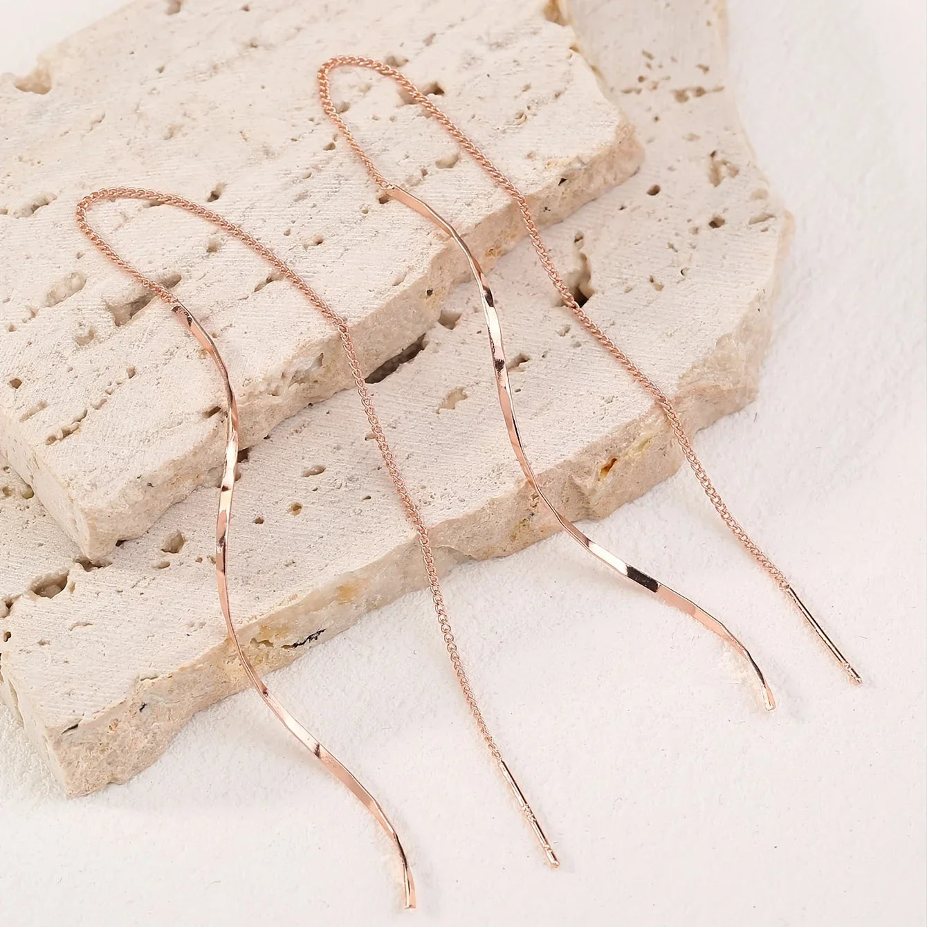 WaveLine Drop Earrings | Modern Wavy Tassel Design