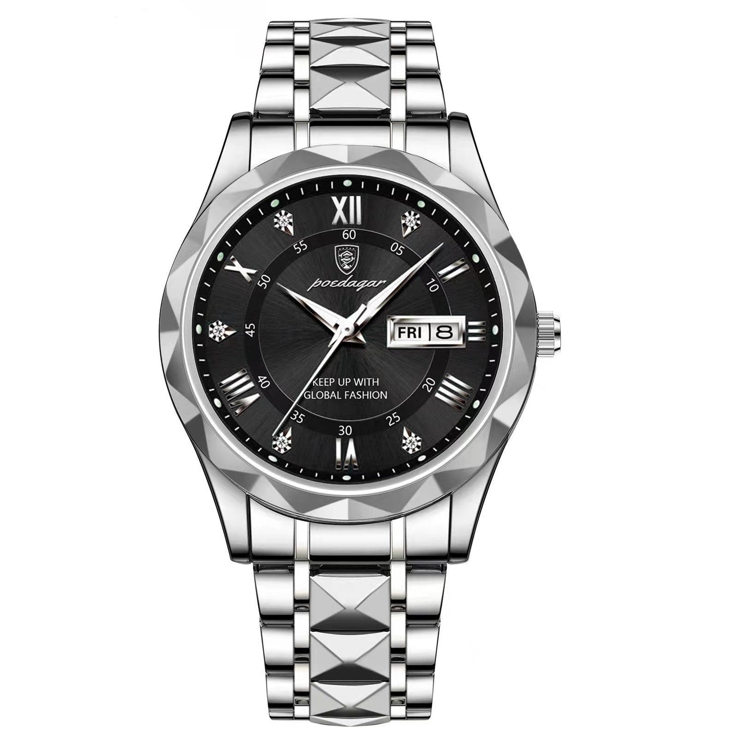 LumiSteel – Men’s Stainless Steel Wristwatch with Luminous Dial