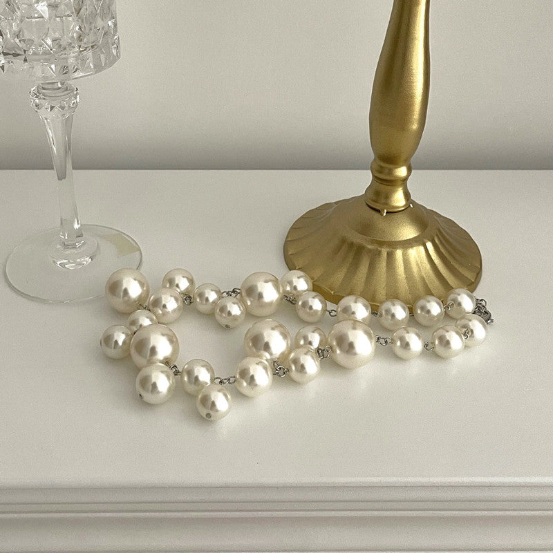 Pearl Maiden Necklace – Elegant Simulated Pearl Statement Necklace