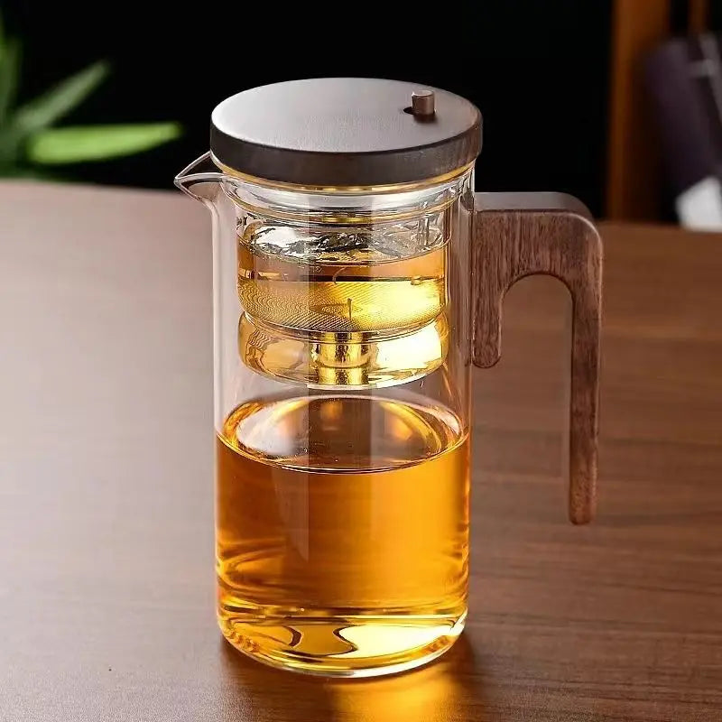 Auréa – Luxury Glass Teapot with Stainless Steel Infuser & Wooden Handle