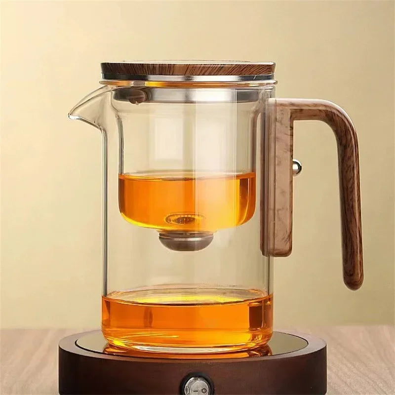 Auréa – Luxury Glass Teapot with Stainless Steel Infuser & Wooden Handle