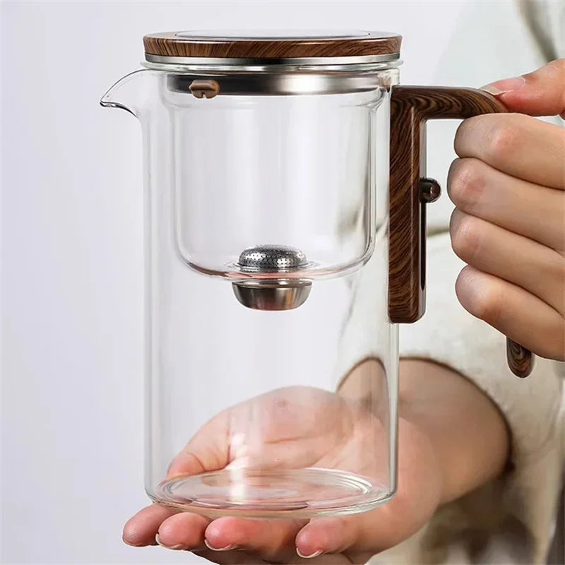 Auréa – Luxury Glass Teapot with Stainless Steel Infuser & Wooden Handle