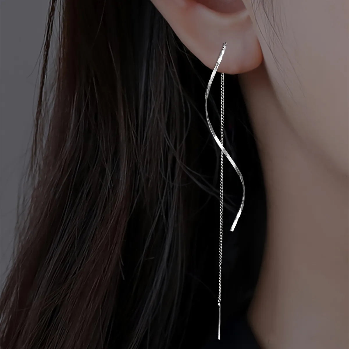 WaveLine Drop Earrings | Modern Wavy Tassel Design