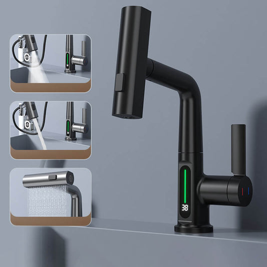 WaterMaster Flexible Faucet – 360° Rotating Pull-Out Tap with LED Temperature Display