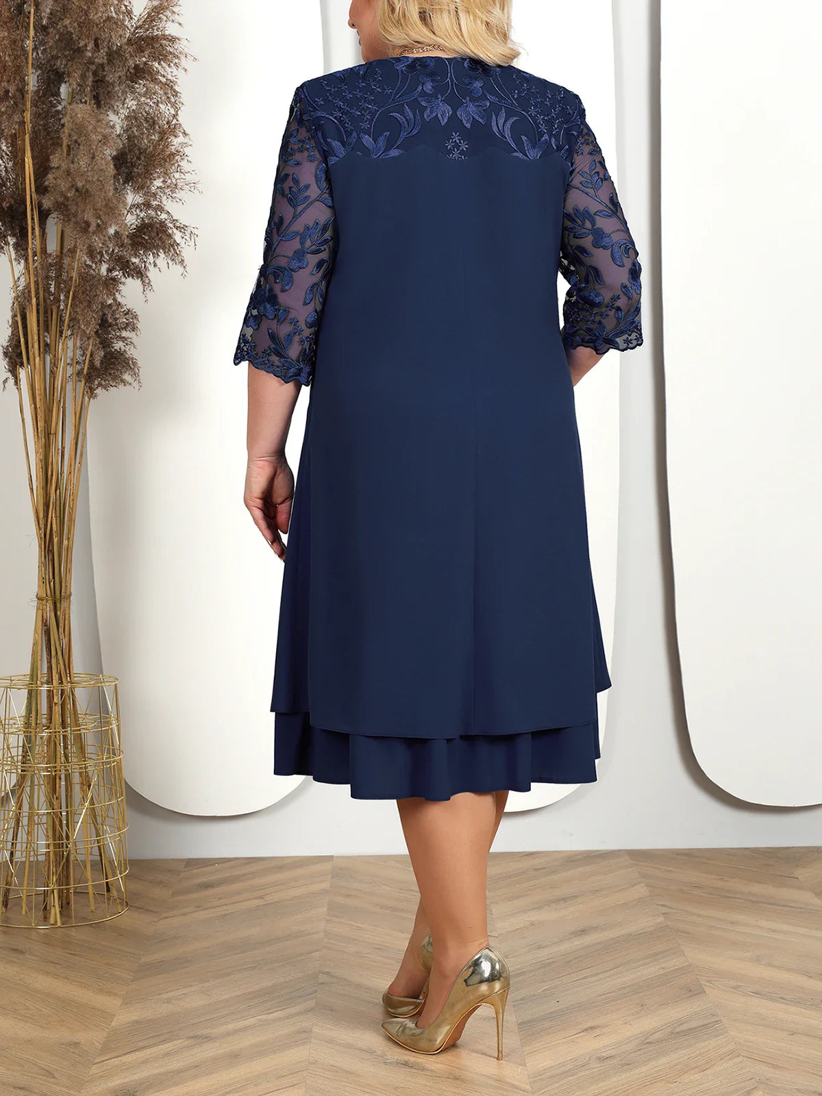 Embroidered Plus Size Banquet Dress