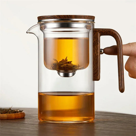 Auréa – Luxury Glass Teapot with Stainless Steel Infuser & Wooden Handle