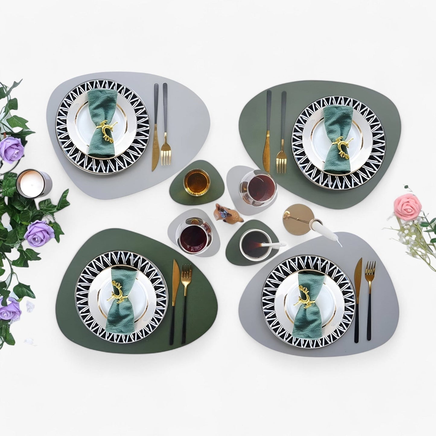 Reversible Waterproof Oval Pattern Table Placemat