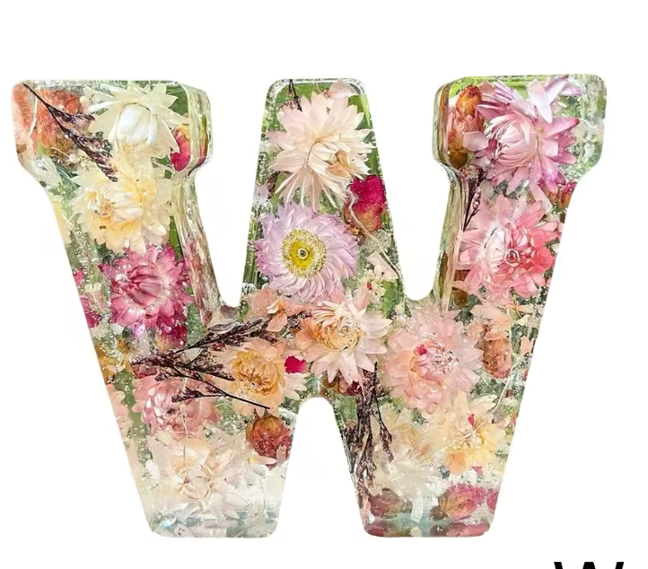 Personalized Letter Resin Flower LED Night Light