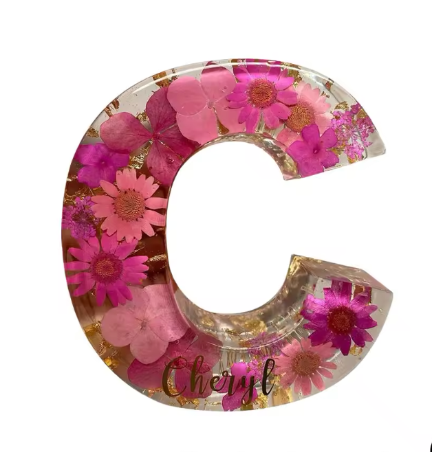 Personalized Letter Resin Flower LED Night Light