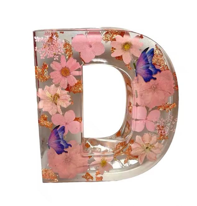 Personalized Letter Resin Flower LED Night Light