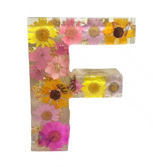 Personalized Letter Resin Flower LED Night Light