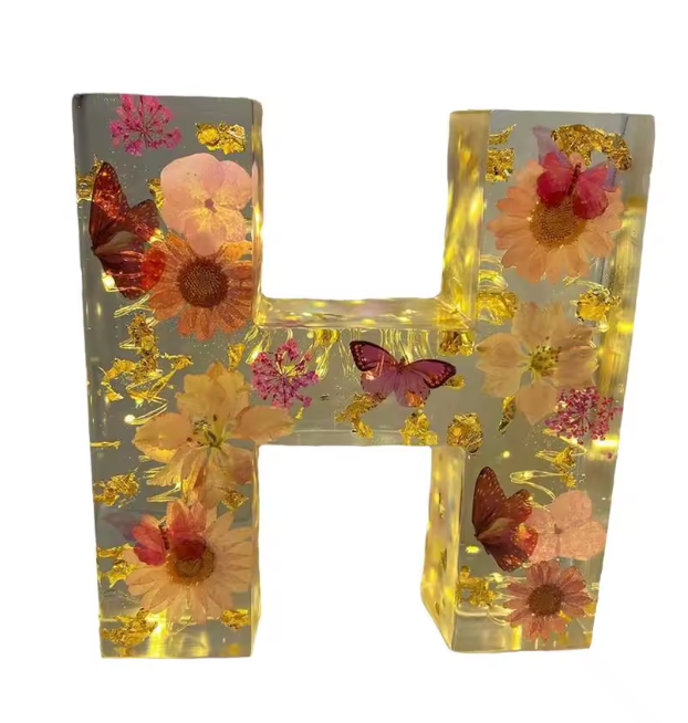 Personalized Letter Resin Flower LED Night Light