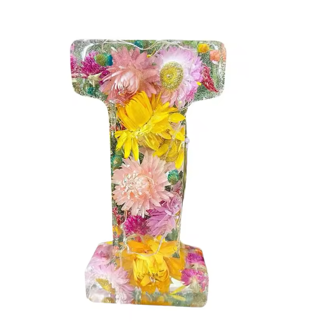 Personalized Letter Resin Flower LED Night Light