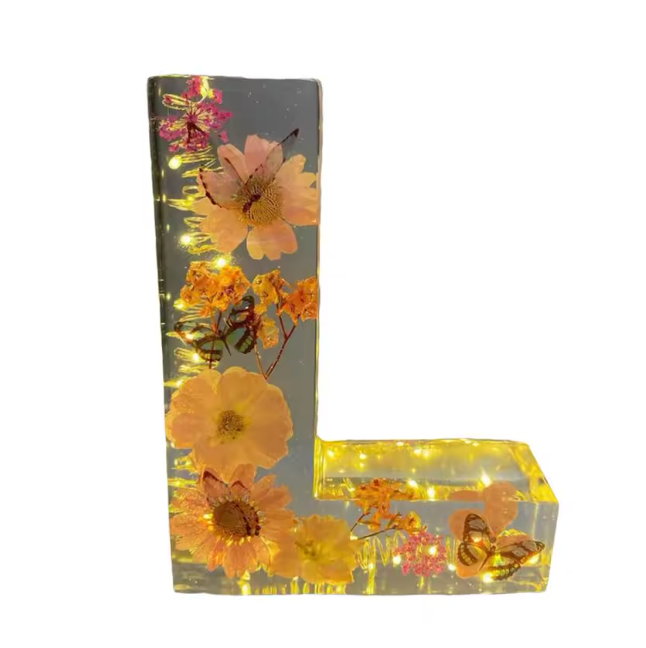 Personalized Letter Resin Flower LED Night Light