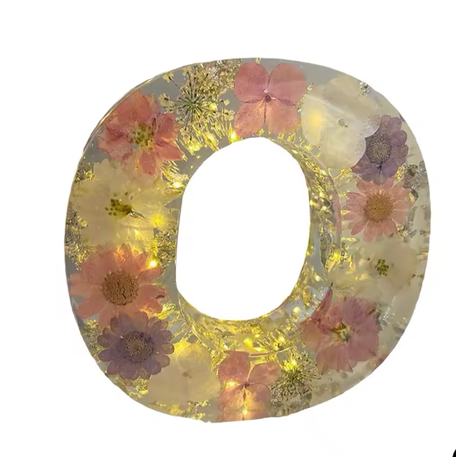 Personalized Letter Resin Flower LED Night Light