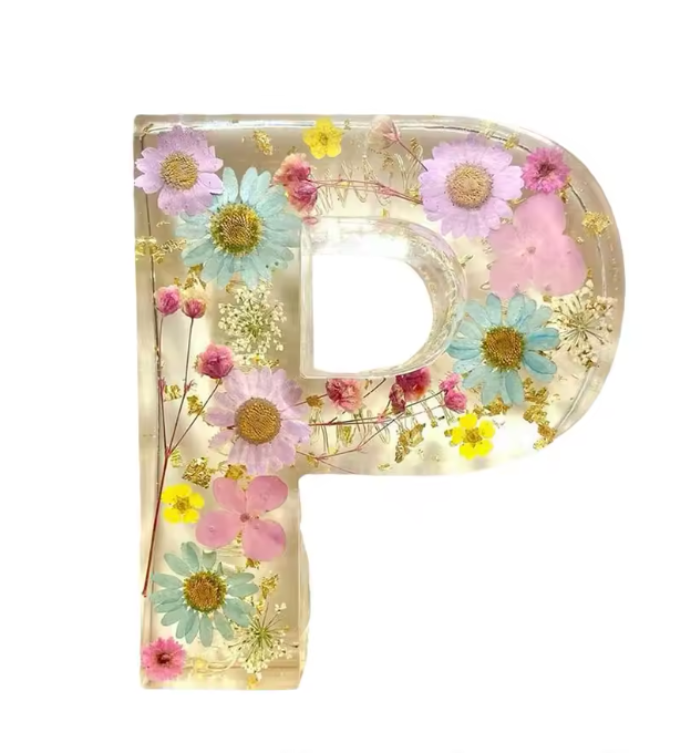 Personalized Letter Resin Flower LED Night Light