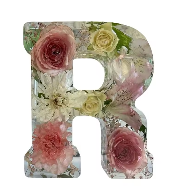 Personalized Letter Resin Flower LED Night Light