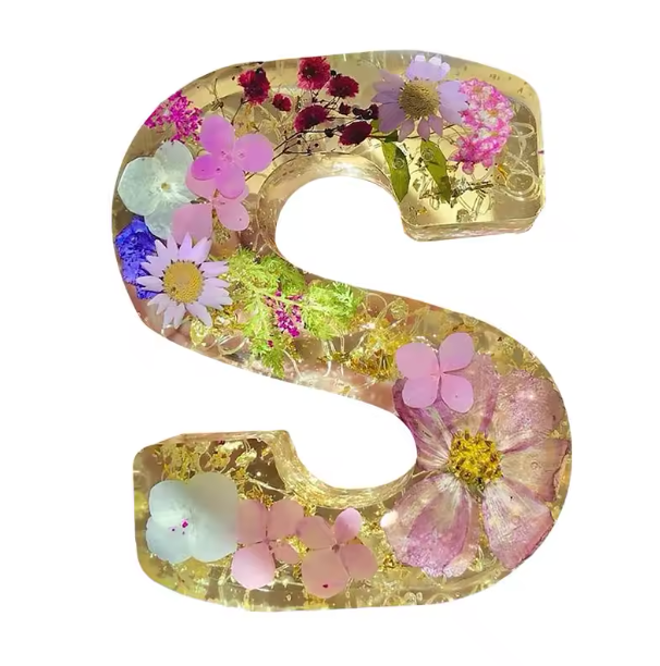 Personalized Letter Resin Flower LED Night Light