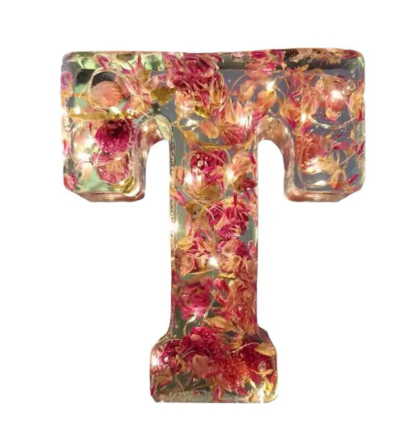 Personalized Letter Resin Flower LED Night Light