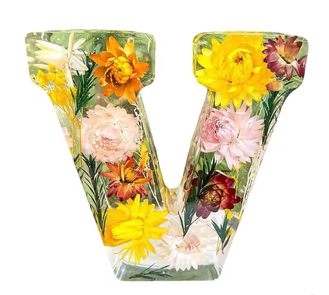 Personalized Letter Resin Flower LED Night Light