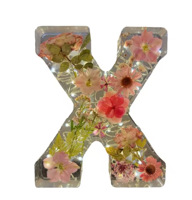 Personalized Letter Resin Flower LED Night Light