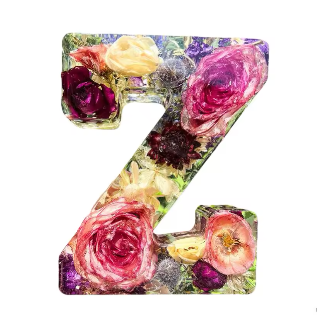 Personalized Letter Resin Flower LED Night Light