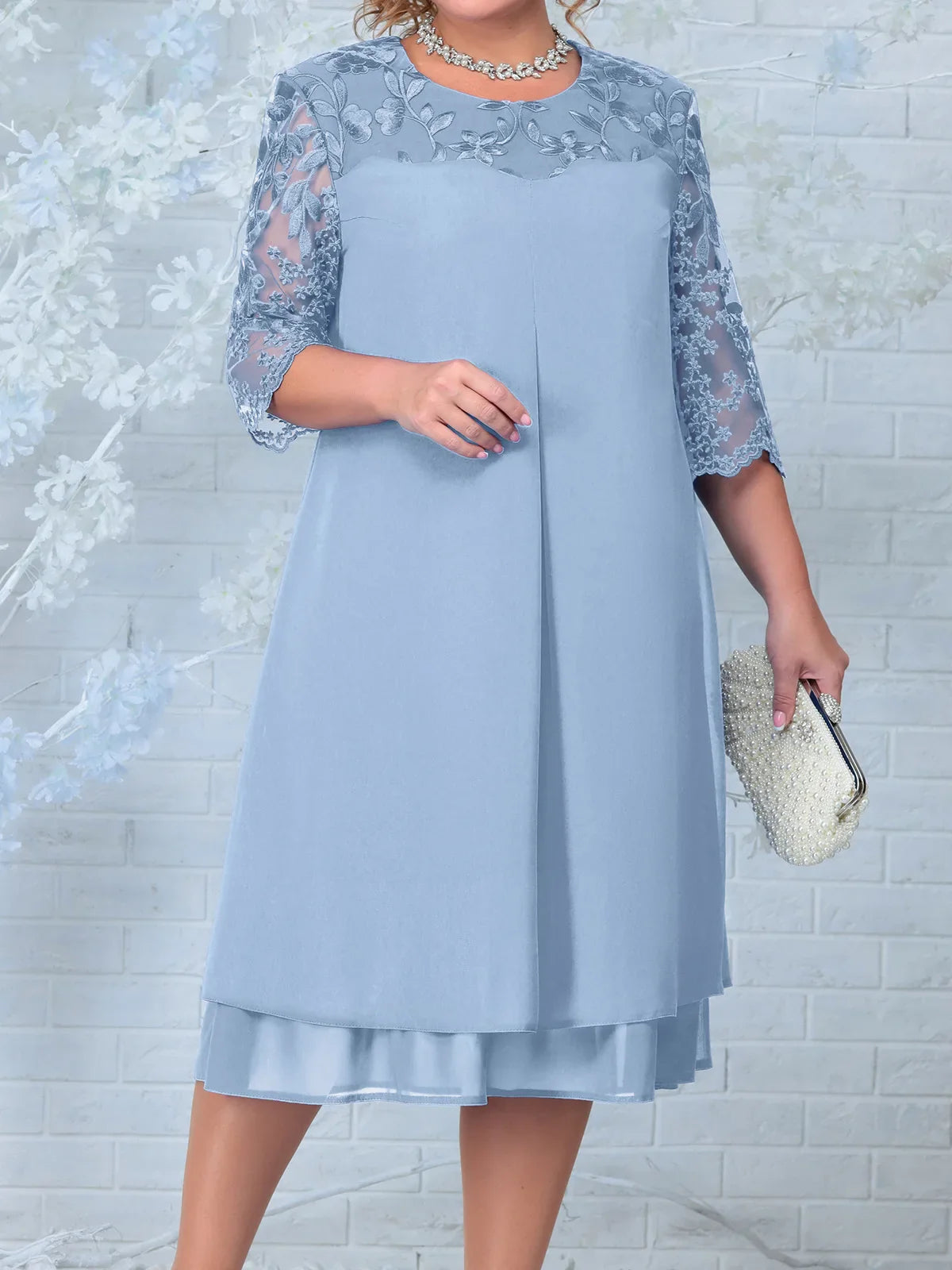 Embroidered Plus Size Banquet Dress