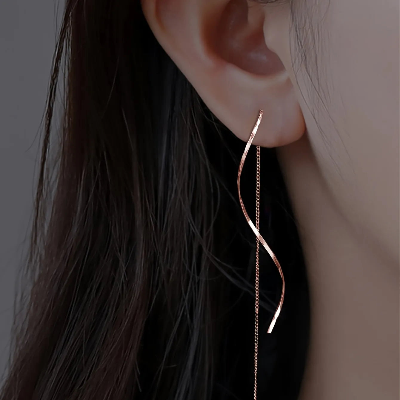 WaveLine Drop Earrings | Modern Wavy Tassel Design